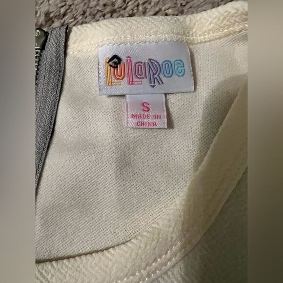 LULAROE Amelia Ivory Cream Colorblock Floral Print Knee-Length Dress SZ S NWT - Picture 8 of 13